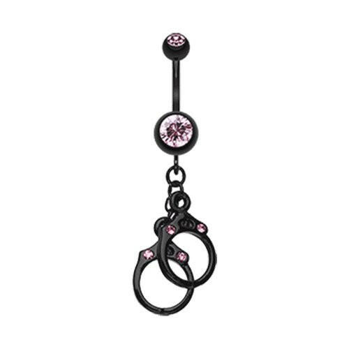 Blackline Handcuff Sparkle Belly Button Ring Navel Ring Impulse Piercings Light Pink