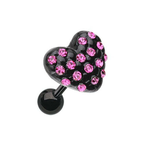 Blackline Heart Multi-Gem Cartilage Tragus Earring Cartilage Earring Impulse Piercings Fuchsia