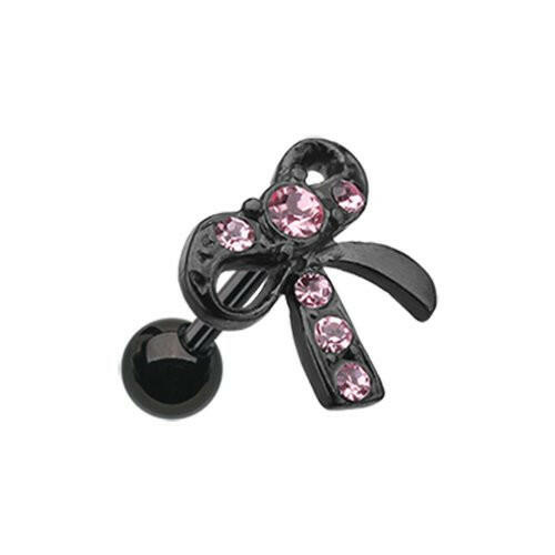 Blackline Lacy Bow-Tie Cartilage Tragus Earring Cartilage Earring Impulse Piercings Pink