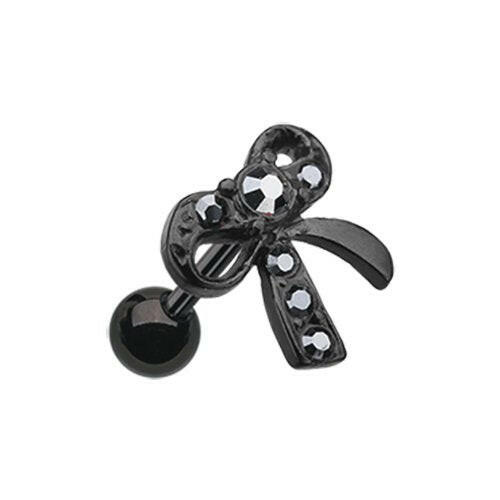 Blackline Lacy Bow-Tie Cartilage Tragus Earring Cartilage Earring Impulse Piercings Hematite