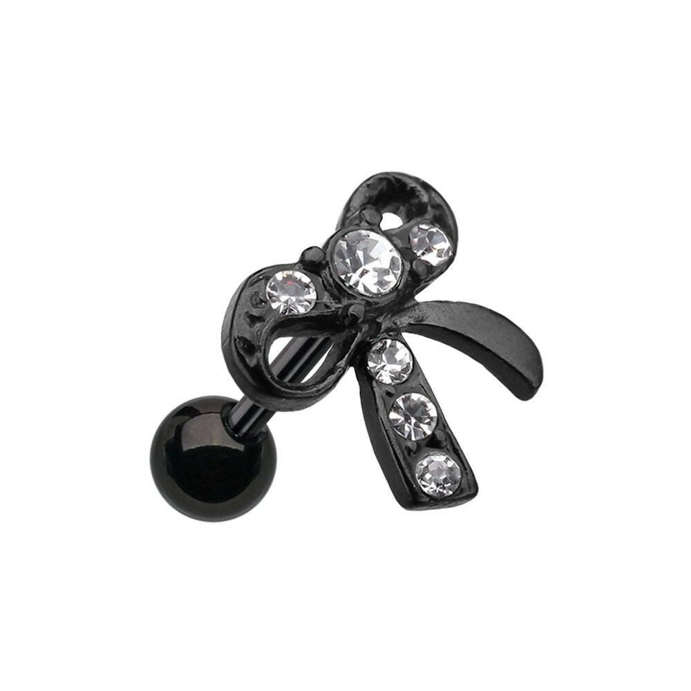 Blackline Lacy Bow-Tie Cartilage Tragus Earring Cartilage Earring Impulse Piercings Clear