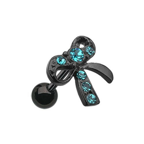 Blackline Lacy Bow-Tie Cartilage Tragus Earring Cartilage Earring Impulse Piercings Teal