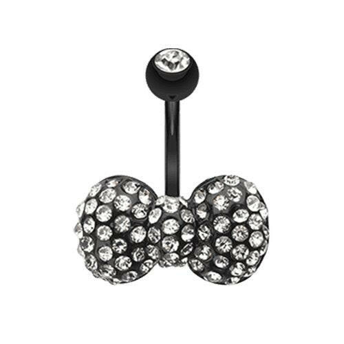 Blackline Multi Gem Bow-Tie Belly Button Ring Navel Ring Impulse Piercings Clear