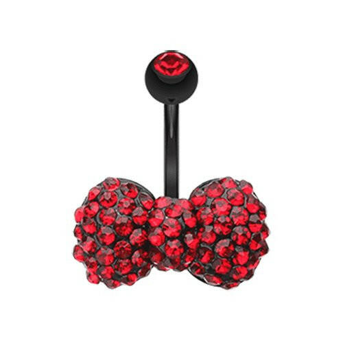 Blackline Multi Gem Bow-Tie Belly Button Ring Navel Ring Impulse Piercings Red