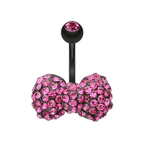 Blackline Multi Gem Bow-Tie Belly Button Ring Navel Ring Impulse Piercings Fuchsia