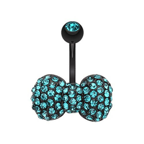 Blackline Multi Gem Bow-Tie Belly Button Ring Navel Ring Impulse Piercings Teal