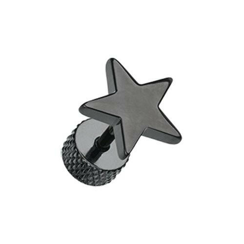 Blackline Nova Star Steel Fake Plug Earrings Fake Plug Earrings Impulse Piercings 18 GA (1mm) Black