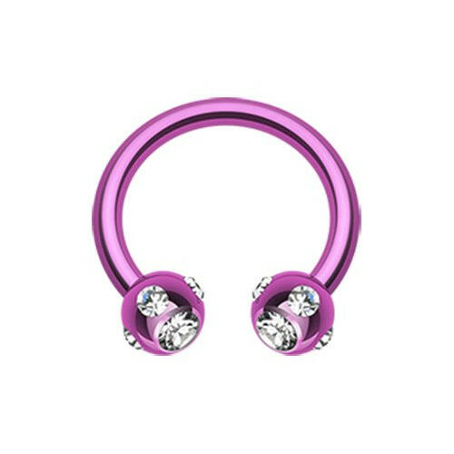 Blackline PVD Aurora Gem Ball Horseshoe Circular Barbell Circular Barbell Impulse Piercings 5/16" (8mm) 1/8" (3mm) Purple/Clear