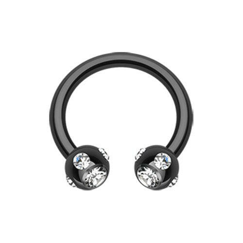 Blackline PVD Aurora Gem Ball Horseshoe Circular Barbell Circular Barbell Impulse Piercings 5/16" (8mm) 1/8" (3mm) Black/Clear