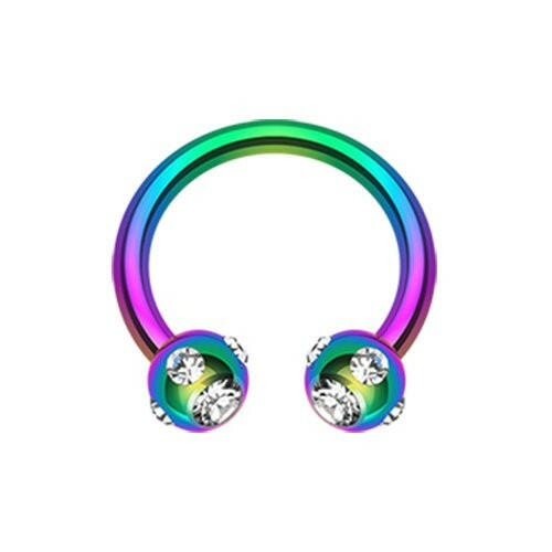 Blackline PVD Aurora Gem Ball Horseshoe Circular Barbell Circular Barbell Impulse Piercings 5/16" (8mm) 1/8" (3mm) Rainbow/Clear