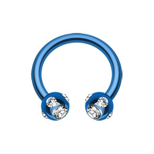 Blackline PVD Aurora Gem Ball Horseshoe Circular Barbell Circular Barbell Impulse Piercings 5/16" (8mm) 1/8" (3mm) Blue/Clear