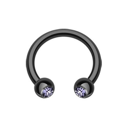 Blackline PVD Gem Ball Horseshoe Circular Barbell Circular Barbell Impulse Piercings 5/16" (8mm) 1/8" (3mm) Black/Tanzanite