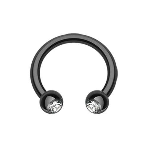 Blackline PVD Gem Ball Horseshoe Circular Barbell Circular Barbell Impulse Piercings 5/16" (8mm) 1/8" (3mm) Black/Clear