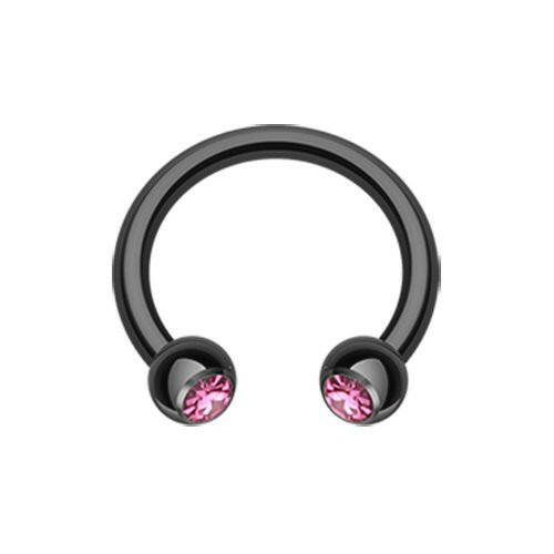 Blackline PVD Gem Ball Horseshoe Circular Barbell Circular Barbell Impulse Piercings 5/16" (8mm) 1/8" (3mm) Black/Pink