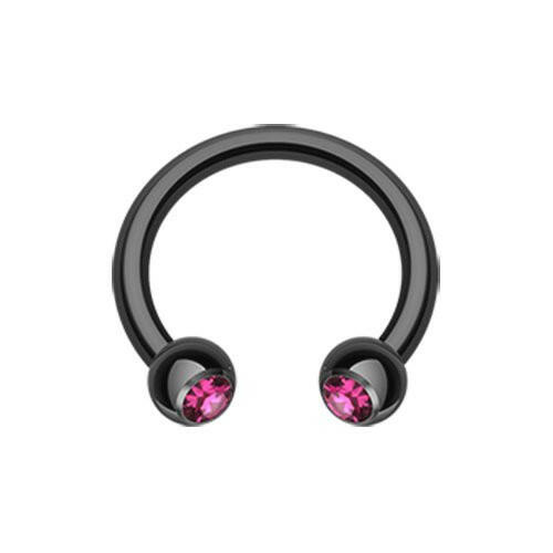 Blackline PVD Gem Ball Horseshoe Circular Barbell Circular Barbell Impulse Piercings Black/Fuchsia