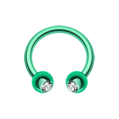 Blackline PVD Gem Ball Horseshoe Circular Barbell Circular Barbell Impulse Piercings Green/Clear