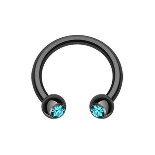 Blackline PVD Gem Ball Horseshoe Circular Barbell Circular Barbell Impulse Piercings 5/16" (8mm) 1/8" (3mm) Black/Teal