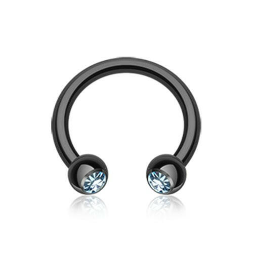 Blackline PVD Gem Ball Horseshoe Circular Barbell Circular Barbell Impulse Piercings Black/Aqua