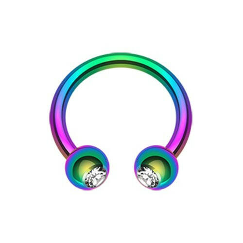 Blackline PVD Gem Ball Horseshoe Circular Barbell Circular Barbell Impulse Piercings Rainbow/Clear