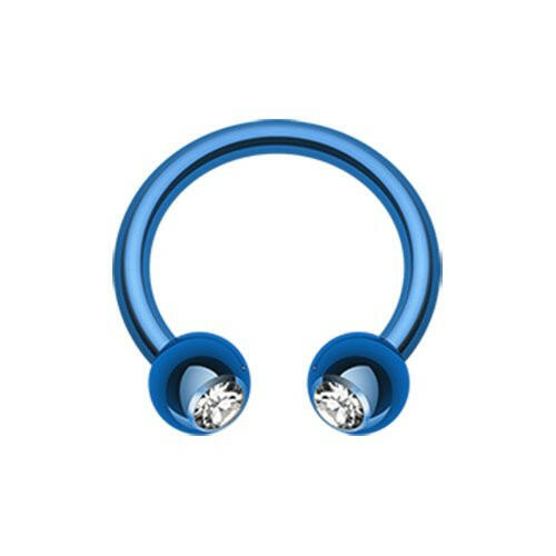 Blackline PVD Gem Ball Horseshoe Circular Barbell Circular Barbell Impulse Piercings Blue/Clear