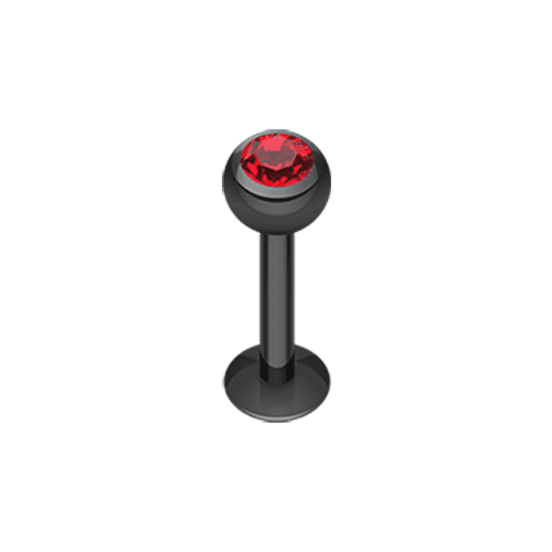 Blackline PVD Gem Ball Steel Labret Labret Impulse Piercings 5/16" (8mm) 5/32" (4mm) Black/Red