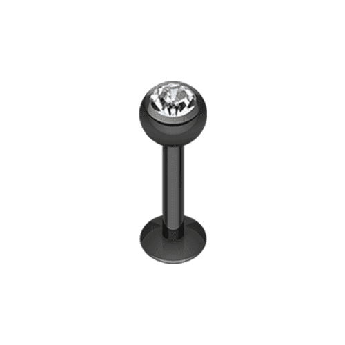 Blackline PVD Gem Ball Steel Labret Labret Impulse Piercings 5/16" (8mm) Black/Clear