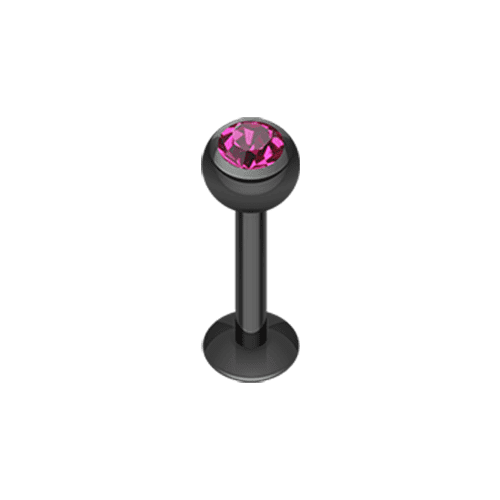 Blackline PVD Gem Ball Steel Labret Labret Impulse Piercings 5/16" (8mm) 5/32" (4mm) Black/Fuchsia