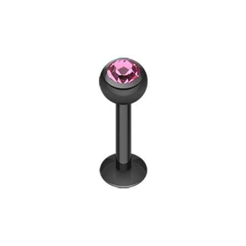 Blackline PVD Gem Ball Steel Labret Labret Impulse Piercings 5/16" (8mm) Black/Pink