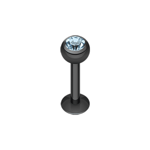 Blackline PVD Gem Ball Steel Labret Labret Impulse Piercings 5/16" (8mm) Black/Aqua