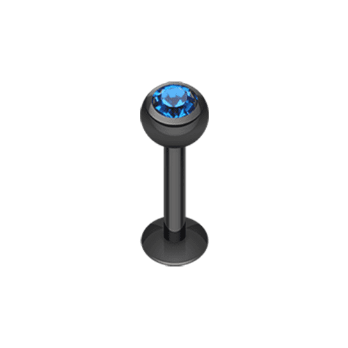 Blackline PVD Gem Ball Steel Labret Labret Impulse Piercings 5/16" (8mm) Black/Blue