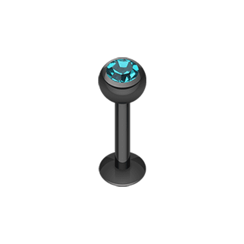 Blackline PVD Gem Ball Steel Labret Labret Impulse Piercings 5/16" (8mm) Black/Teal