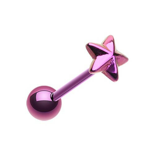 Blackline PVD Nautical Star Top Steel Barbell Tongue Ring Barbell Impulse Piercings Purple