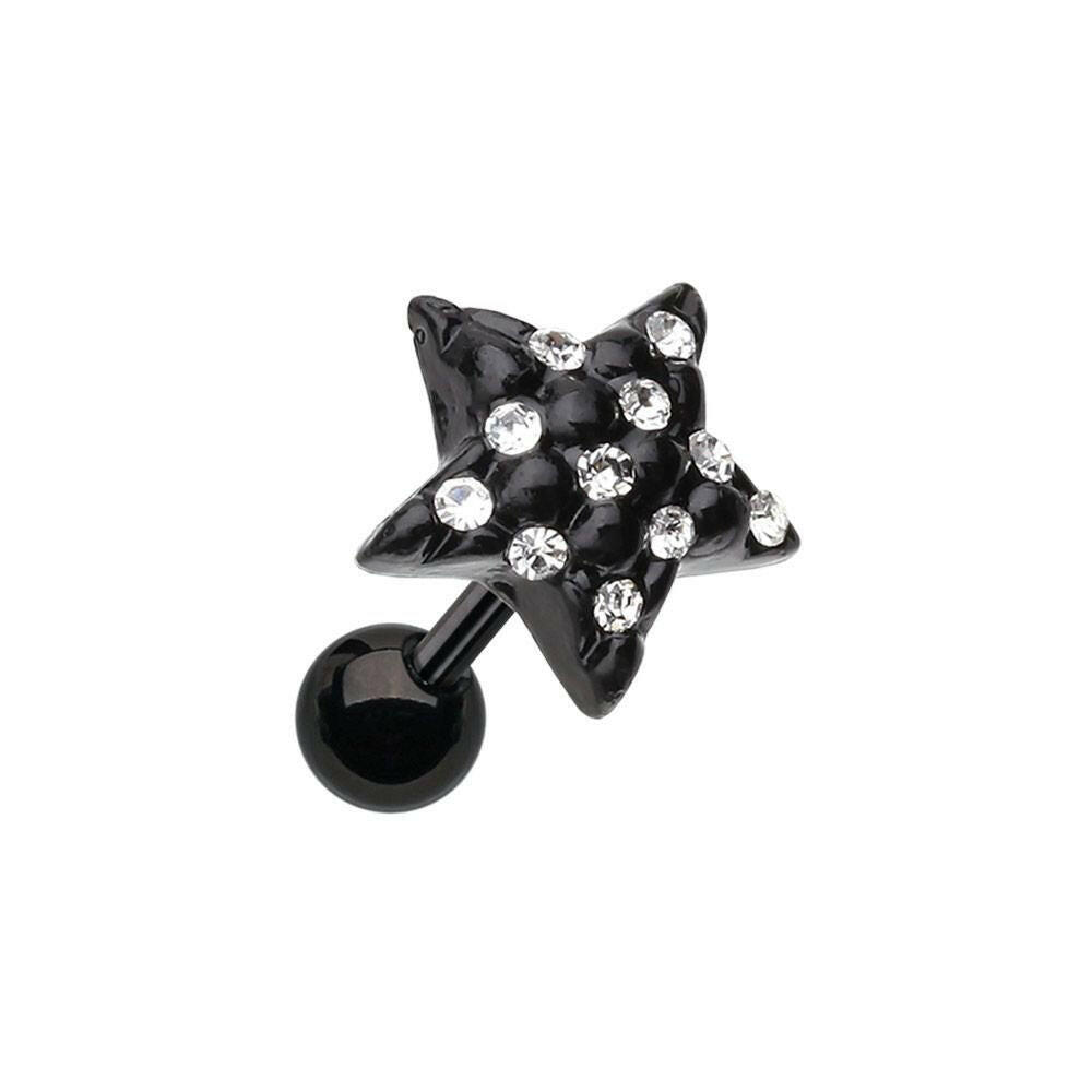 Blackline Star Multi-Gem Cartilage Tragus Earring Cartilage Earring Impulse Piercings Clear