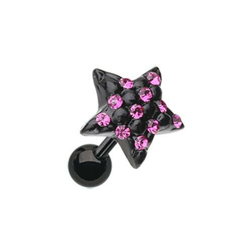 Blackline Star Multi-Gem Cartilage Tragus Earring Cartilage Earring Impulse Piercings Fuchsia