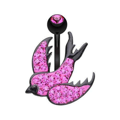 Blackline Swallow Multi-Sprinkle Dot Belly Button Ring Navel Ring Impulse Piercings Fuchsia