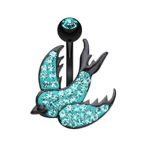 Blackline Swallow Multi-Sprinkle Dot Belly Button Ring Navel Ring Impulse Piercings Teal