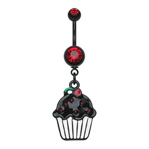 Blackline Sweet Cupcake Belly Button Ring Navel Ring Impulse Piercings Red