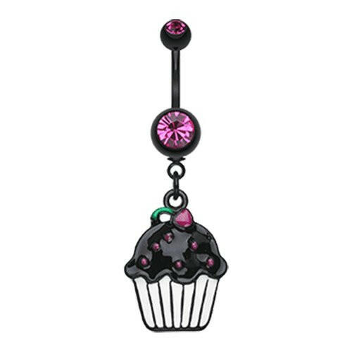 Blackline Sweet Cupcake Belly Button Ring Navel Ring Impulse Piercings Fuchsia