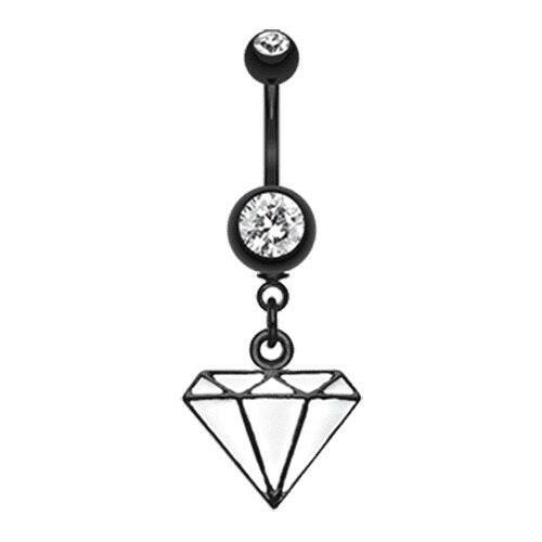 Blackline Urban White Diamond Belly Button Ring Navel Ring Impulse Piercings