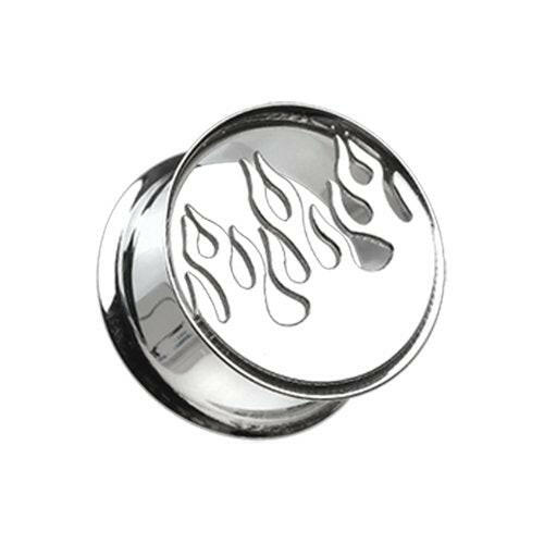 Blazing Flame Hollow Steel Double Flared Ear Gauge Plug Plugs Impulse Piercings 2 GA (6.5mm)