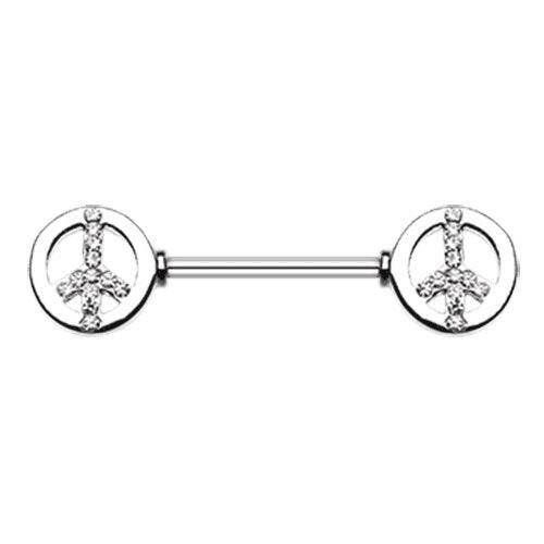 Bling Peace Nipple Barbell Ring Nipple Ring Impulse Piercings 14 GA (1.6mm) Clear