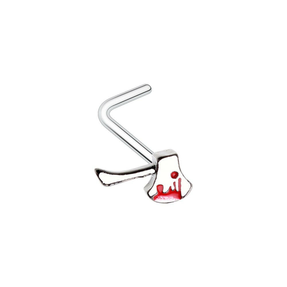 Bloody Axe Hatchet Goth L-Shaped Nose Ring Nose Ring Impulse Piercings