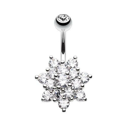 Blooming Spring Flower Cubic Zirconia Belly Button Ring Navel Ring Impulse Piercings