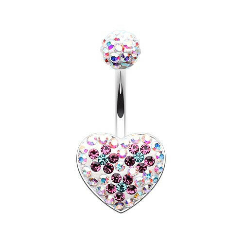 Blossom Aurora Heart Multi-Sprinkle Dot Belly Button Ring Navel Ring Impulse Piercings Aurora Borealis/Purple