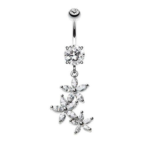 Blossom Flower Gem Cascade Cubic Zirconia Belly Button Ring Navel Ring Impulse Piercings