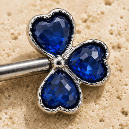 Blue CZ Clover Nipple Shield 14G Pair 316L Stainless Steel