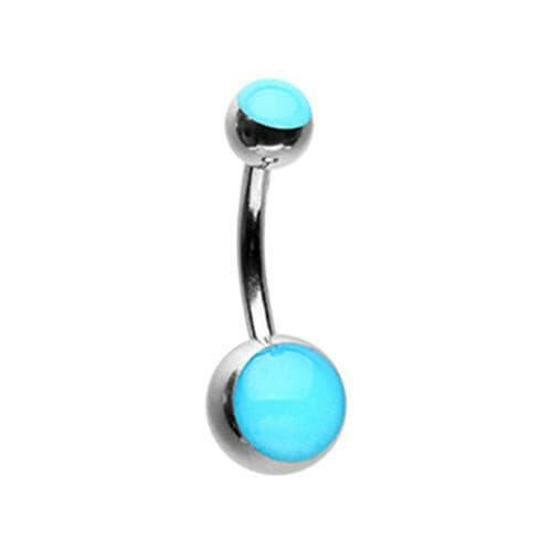 Blue Glow in the Dark Steel Belly Button Ring Navel Ring Impulse Piercings