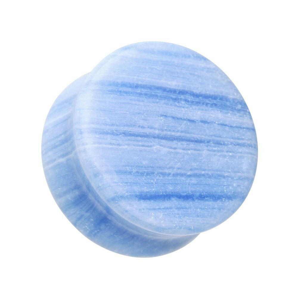 Blue Lace Agate Stone Double Flared Ear Gauge Plug Earrings Plug Earrings Impulse Piercings 2 GA (6.5mm)