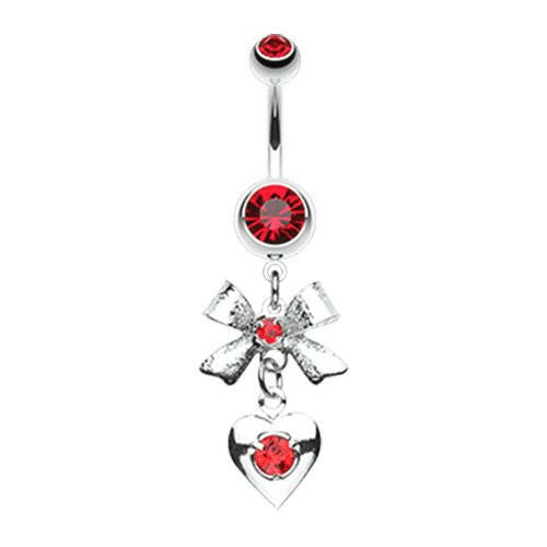 Bow-Tie Heart Belly Button Ring Navel Ring Impulse Piercings Red