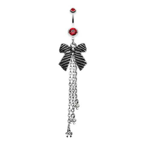 Bow-Tie Tassel Belly Button Ring Navel Ring Impulse Piercings Red